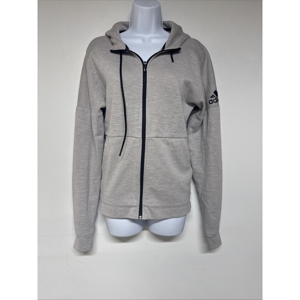 Adidas Hoodie Womens XS Gray Full Zip Athletic Fleece Long Sleeve Logo
